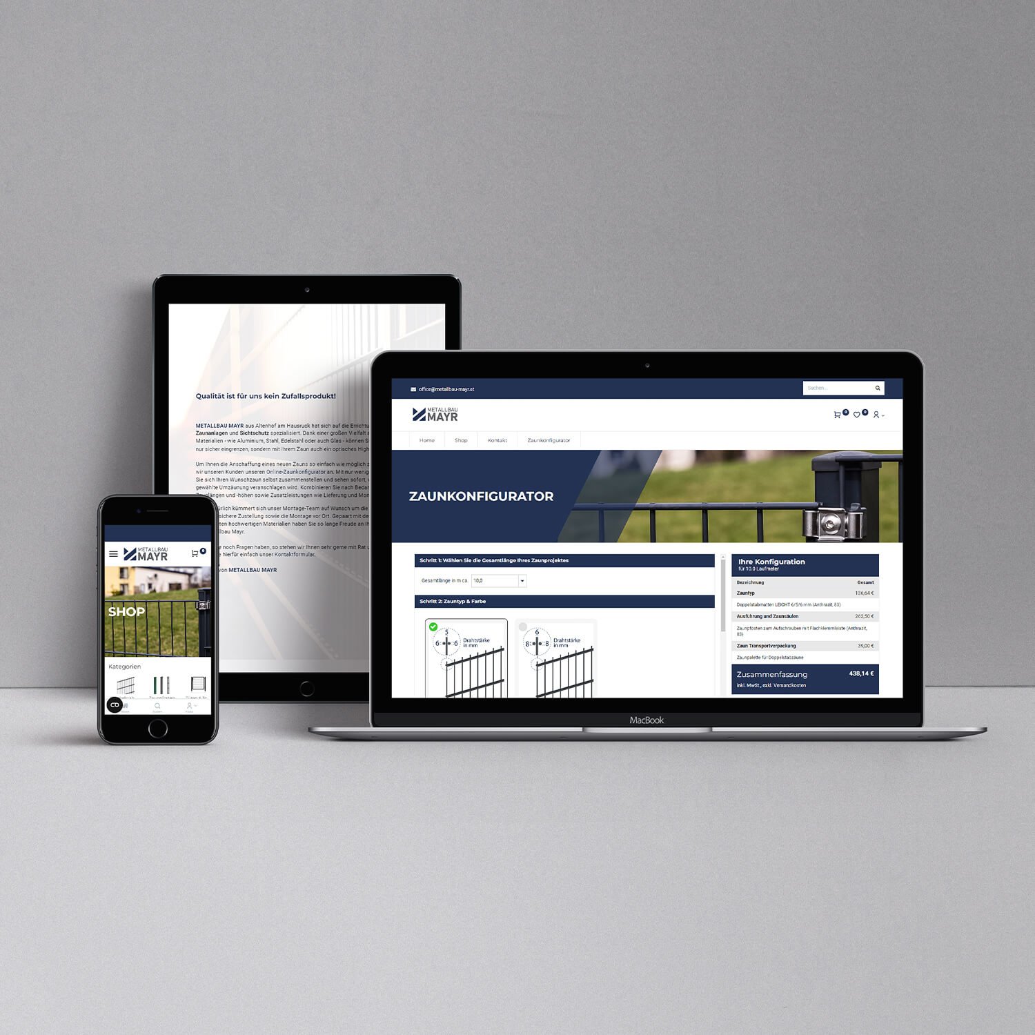 Webdesign Onlineshop | Metallbau Mayr